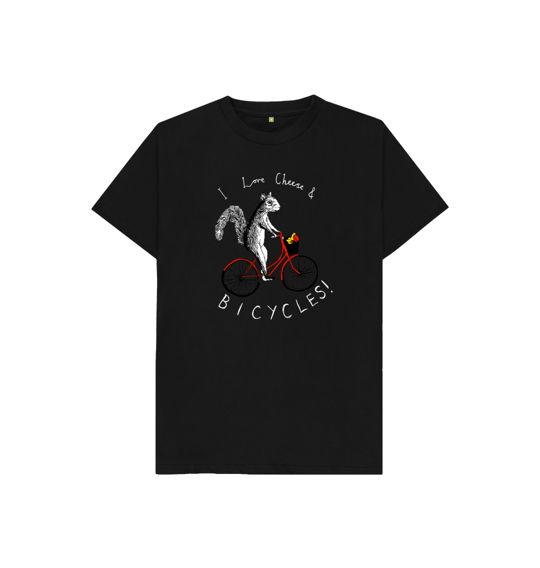 Black 'I Love Cheese & Bicycles!' Kids T-shirt
