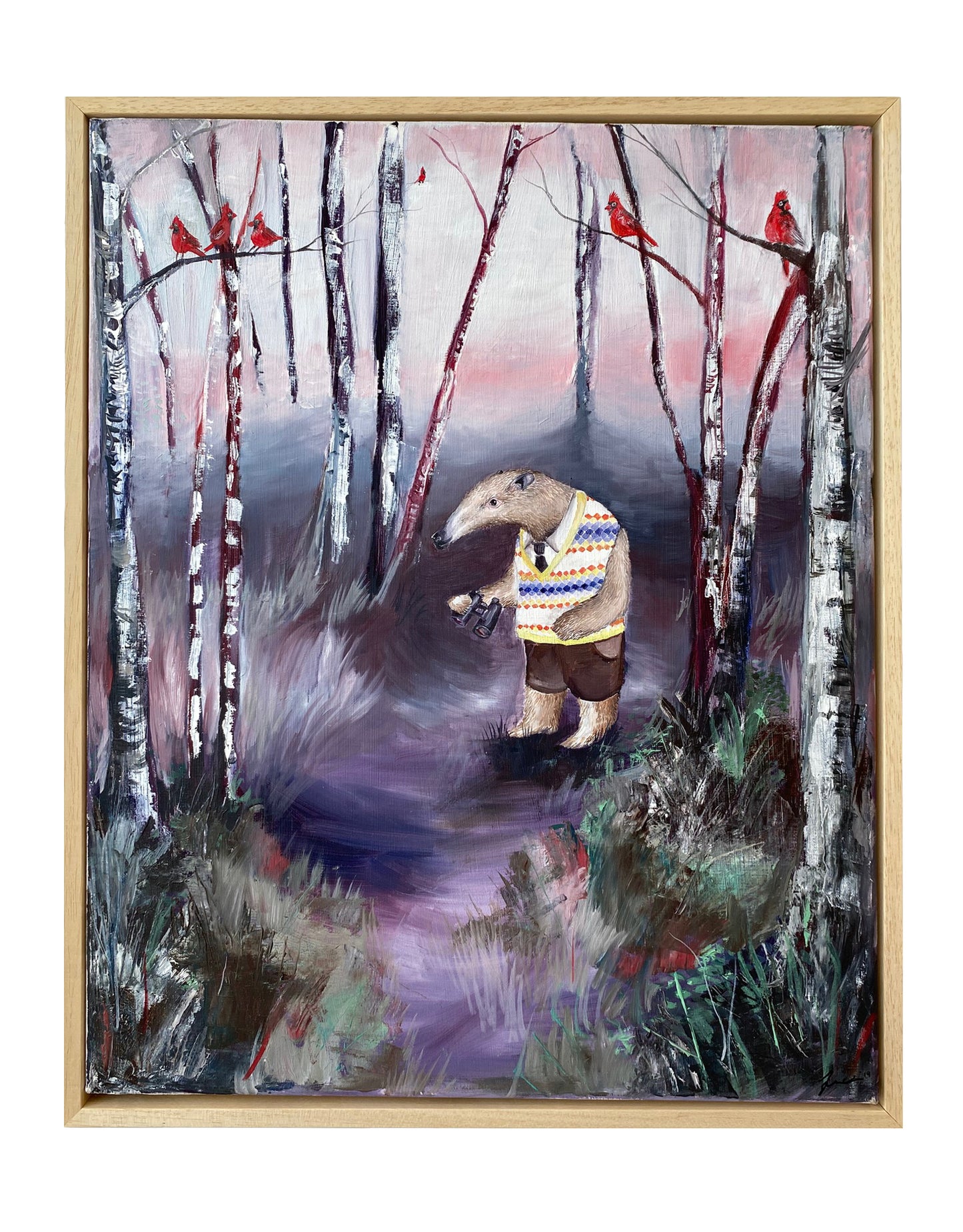 Anteater Birdwatcher - Original Artwork Oil on Canvas (Framed)