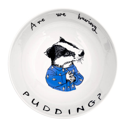 'Are We Having Pudding?' Badger Bowl