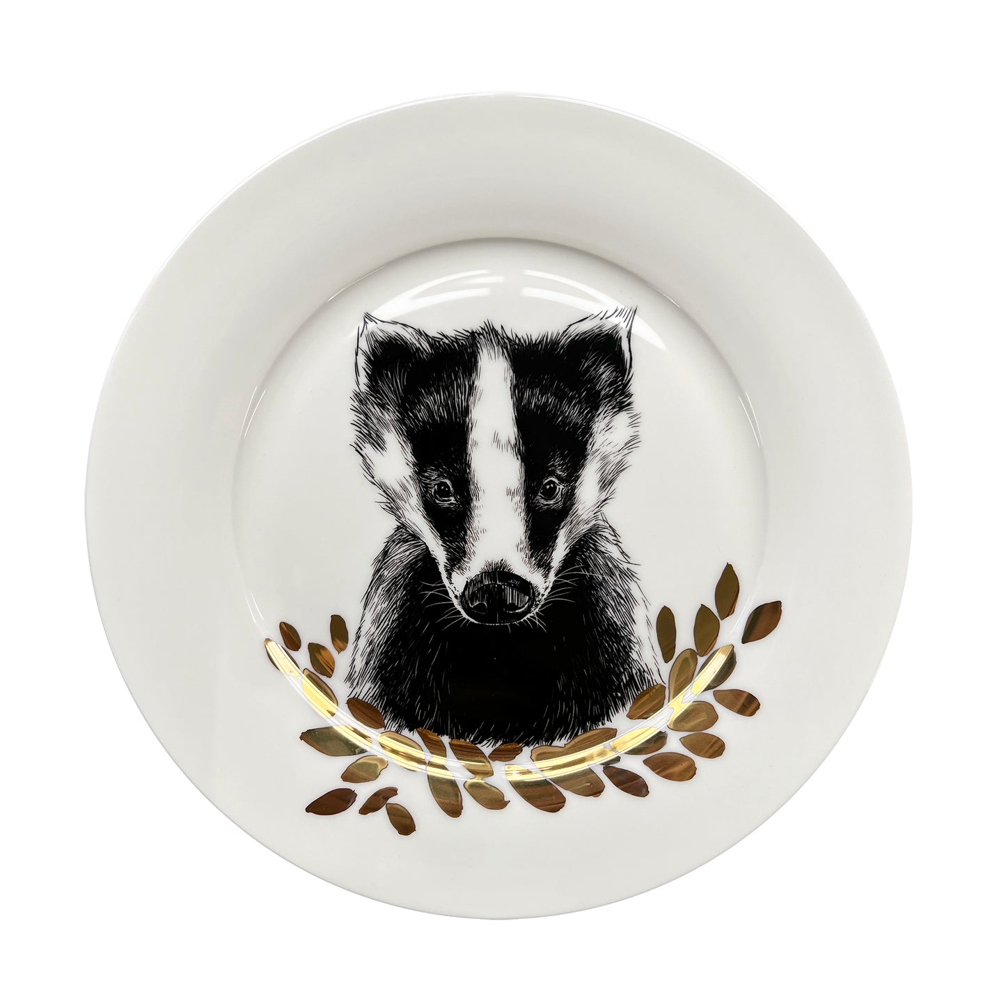 Badger large plate- hand finished with 24K Gold Lustre