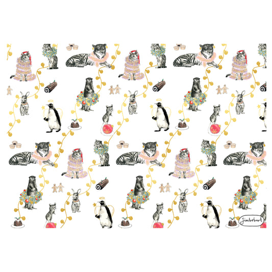 New Jimbob Christmas Wrap with Gold details - 5 Sheets of Wrapping Paper