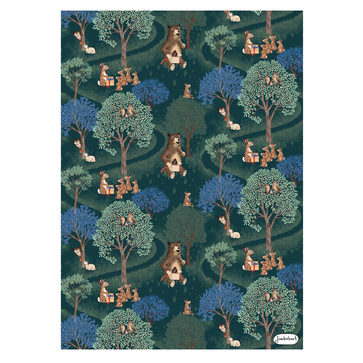 Woodland animals Wrap - 5 Sheets of Wrapping Paper