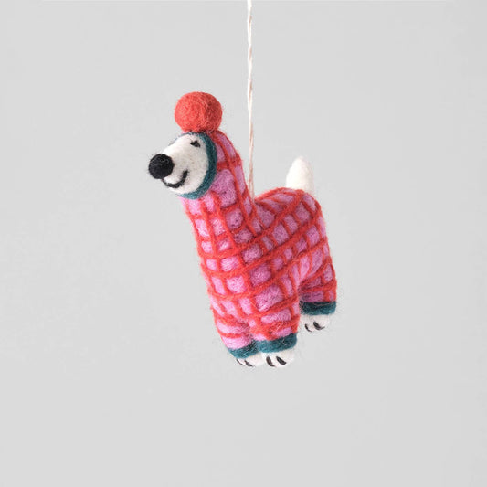 Jayla Dog In Red Onesie Hanging Christmas Decoration