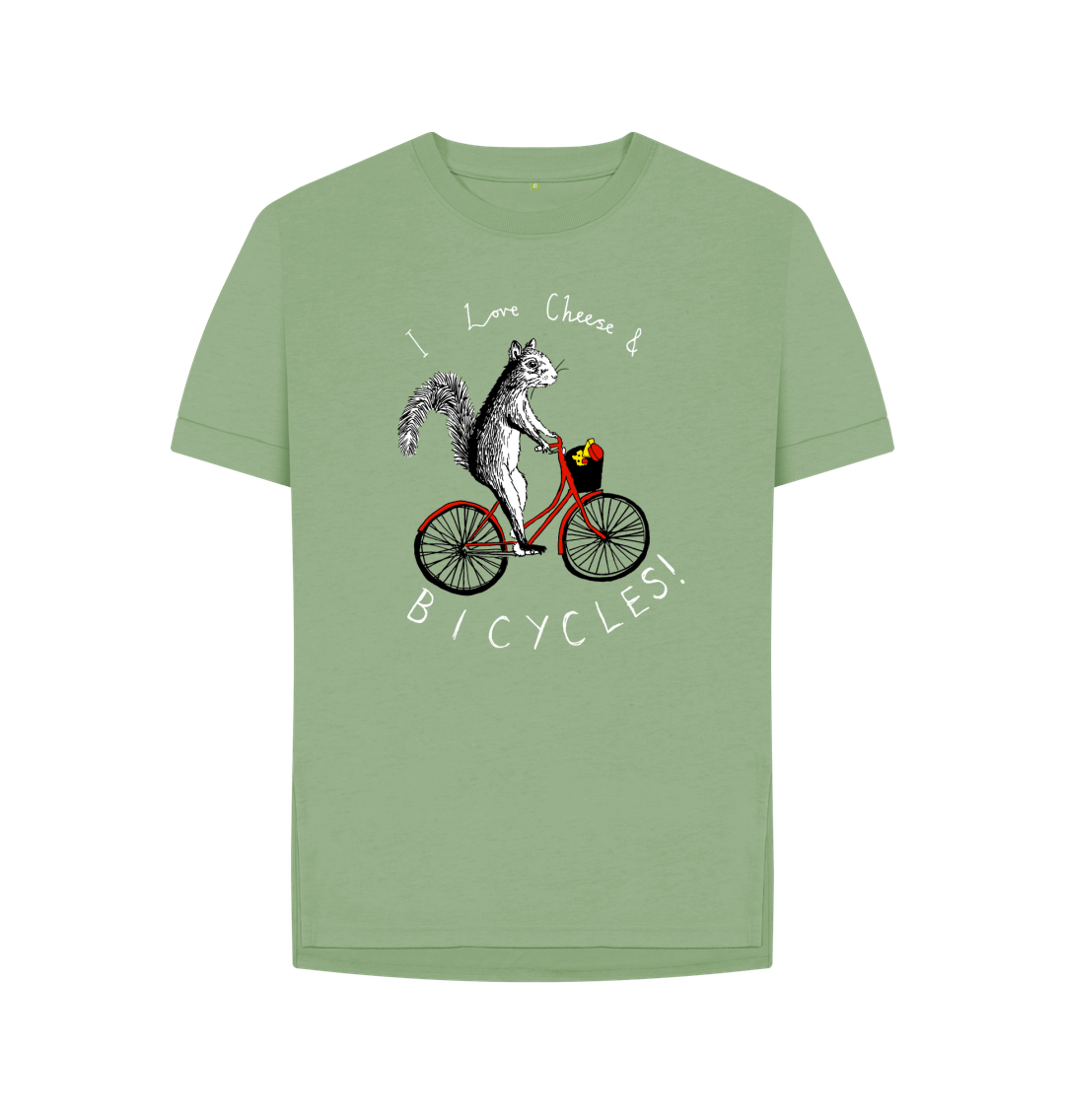 Sage 'I love Cheese & Bicycles!' Women's T-shirt