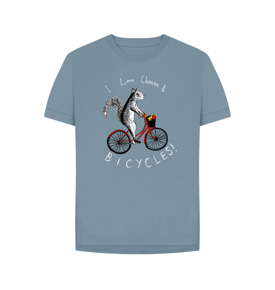 Stone Blue 'I love Cheese & Bicycles!' Women's T-shirt