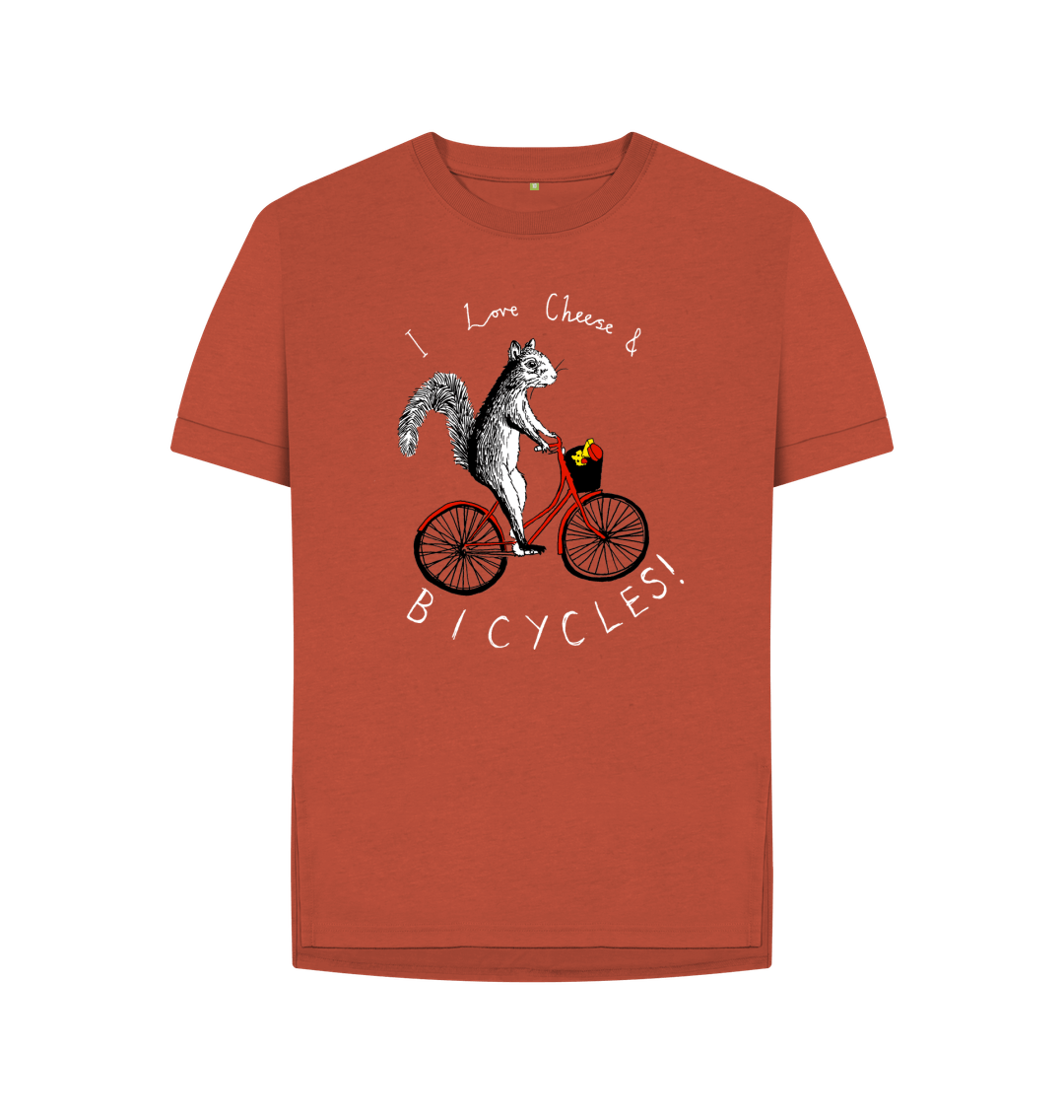 Rust 'I love Cheese & Bicycles!' Women's T-shirt