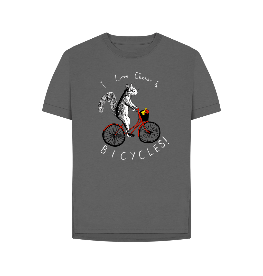 Slate Grey 'I love Cheese & Bicycles!' Women's T-shirt