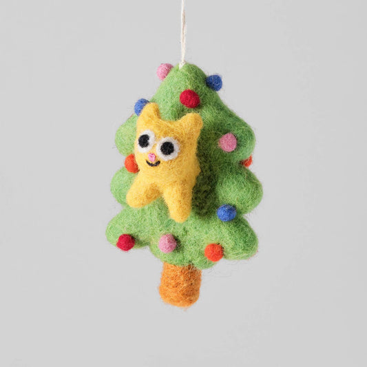 Bobby Cat Hanging Felt Christmas Decoration