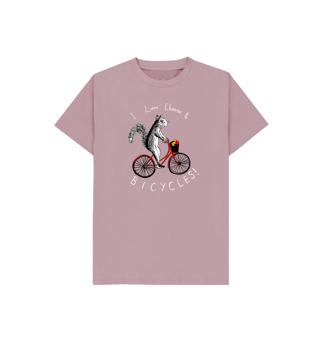 Mauve 'I Love Cheese & Bicycles!' Kids T-shirt