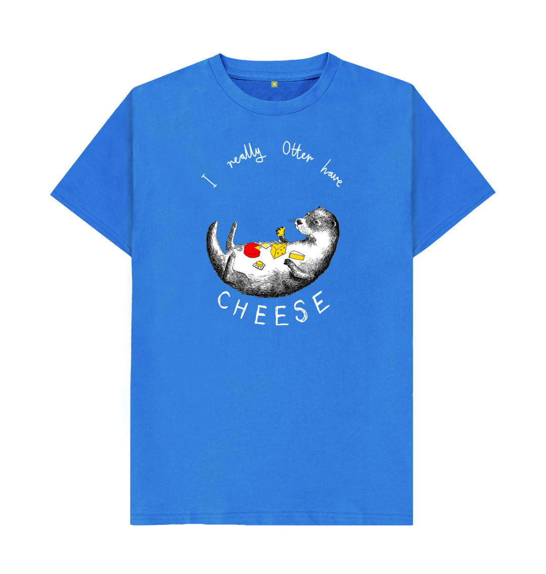 Bright Blue 'I Really Otter Have Cheese!' Men's T-shirt