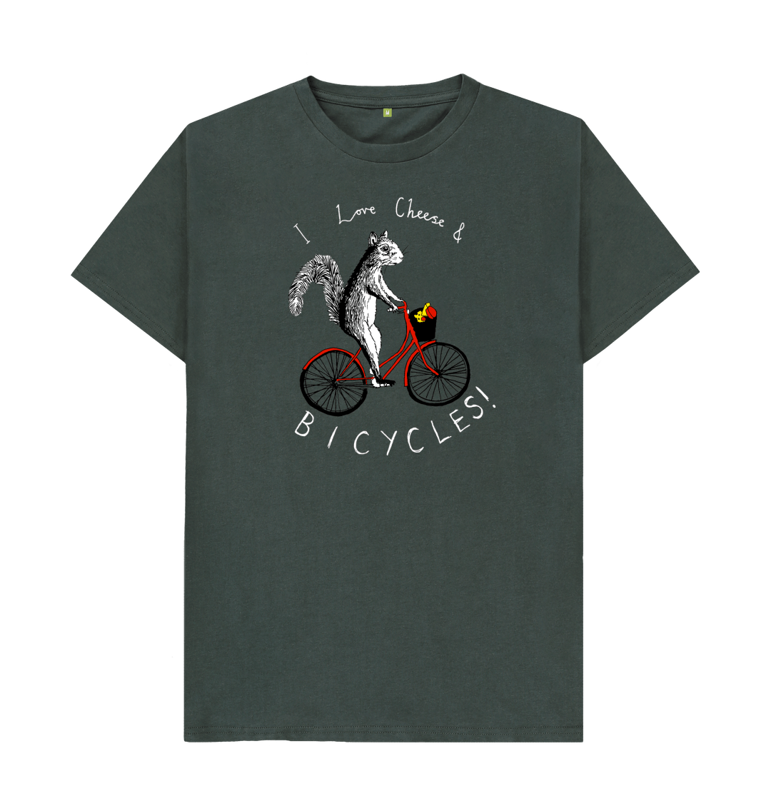 Dark Grey 'I Love Cheese & Bicycles!' Men's T-shirt