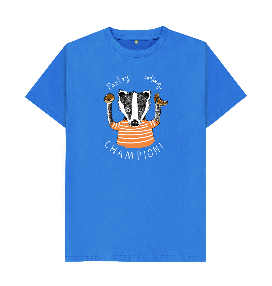 Bright Blue 'Pastry Eating Champion!' Men's T-shirt