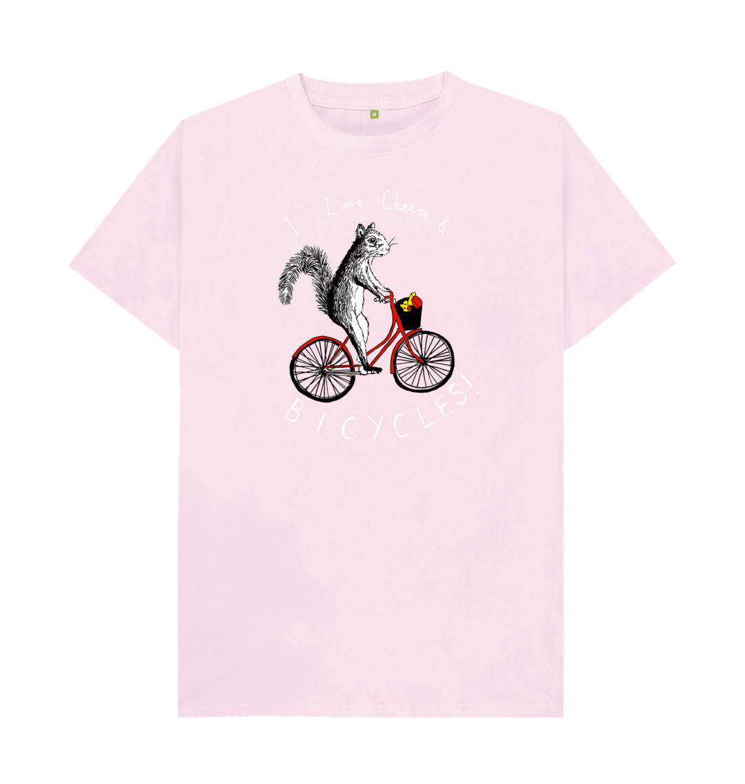 Pink 'I Love Cheese & Bicycles!' Men's T-shirt