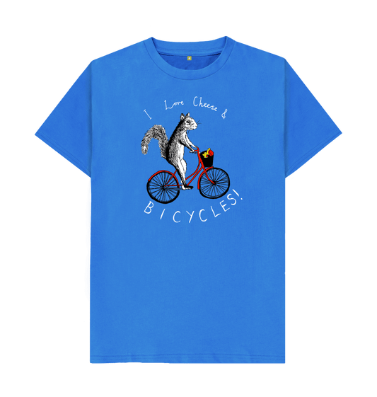 Bright Blue 'I Love Cheese & Bicycles!' Men's T-shirt