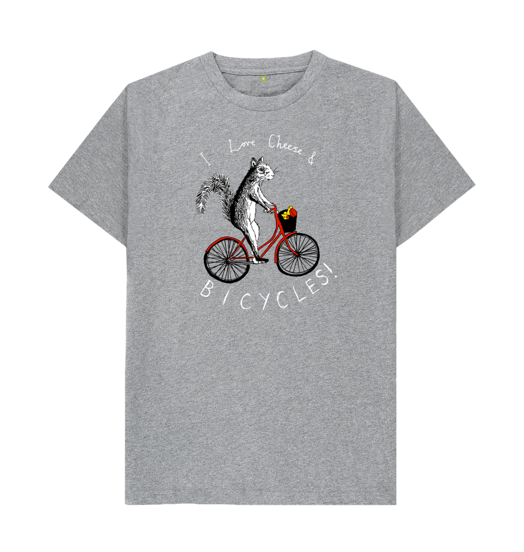 Athletic Grey 'I Love Cheese & Bicycles!' Men's T-shirt
