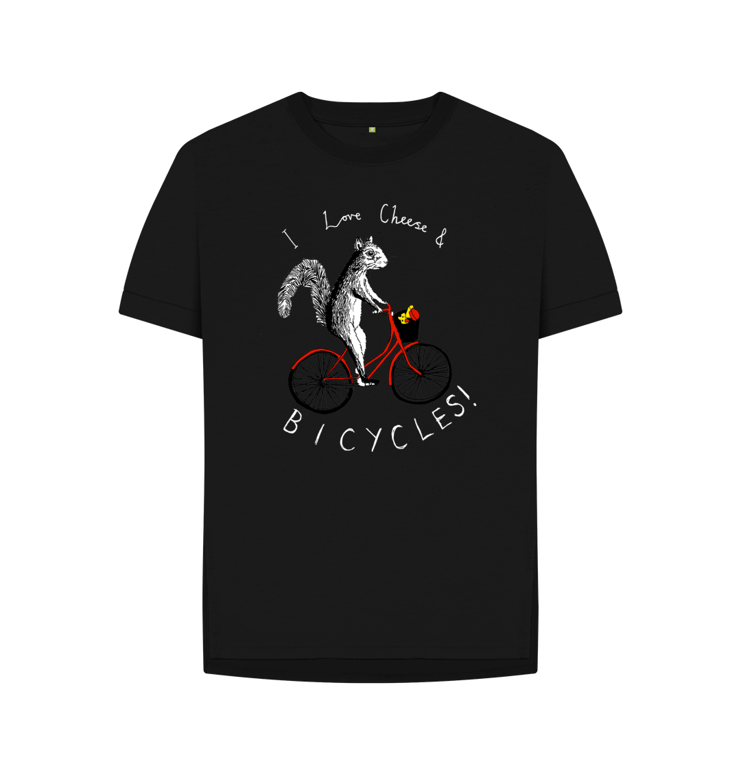 Black 'I love Cheese & Bicycles!' Women's T-shirt