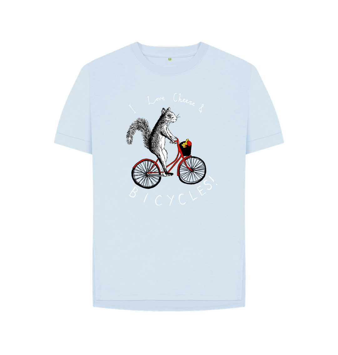 Sky Blue 'I love Cheese & Bicycles!' Women's T-shirt