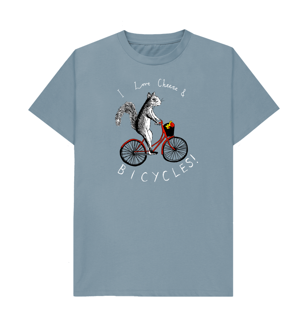 Stone Blue 'I Love Cheese & Bicycles!' Men's T-shirt