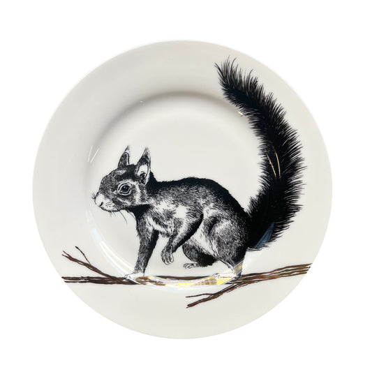 Squirrel side plate- hand finished with 24K Gold Lustre