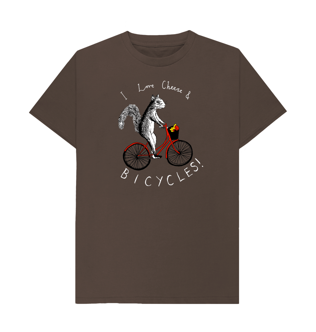 Chocolate 'I Love Cheese & Bicycles!' Men's T-shirt