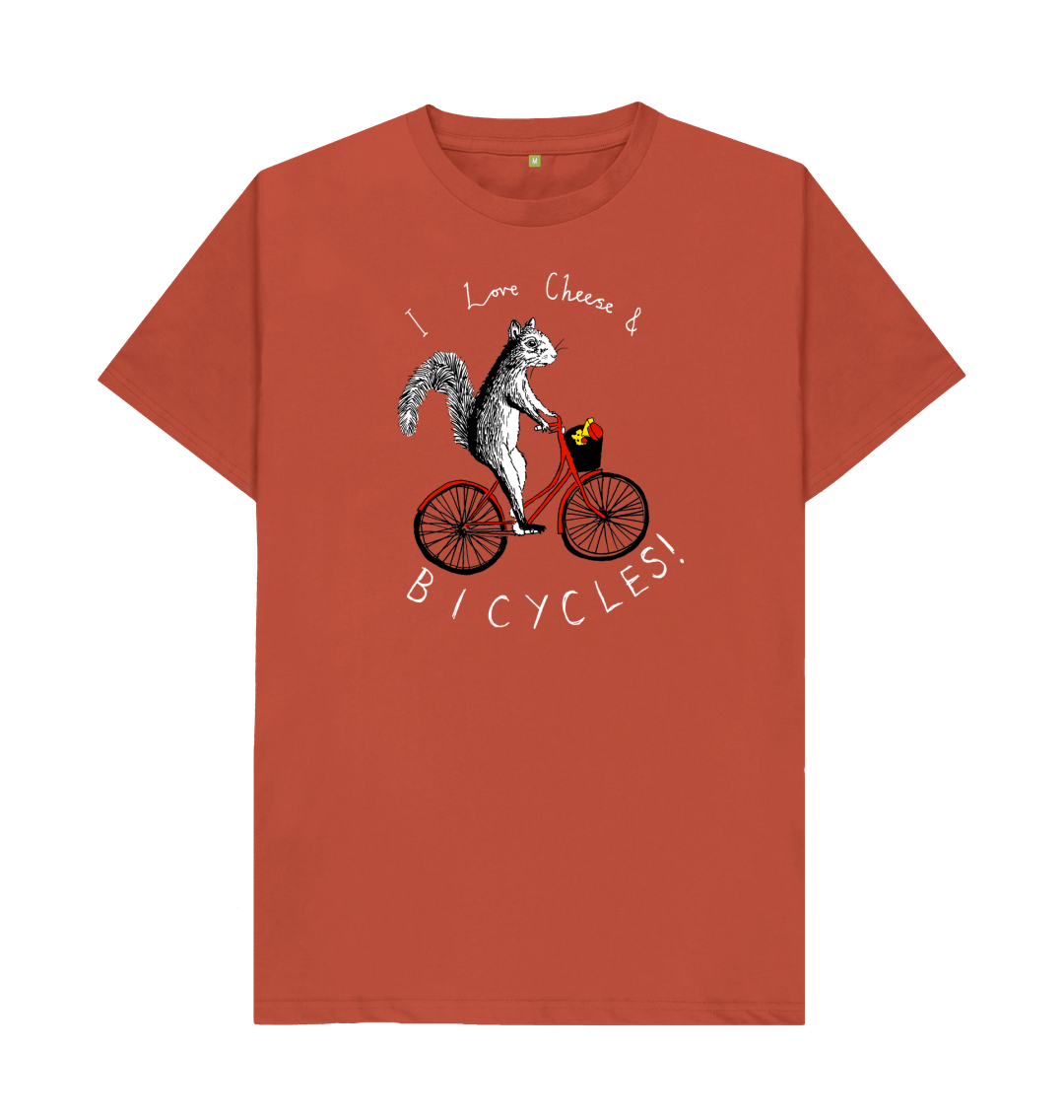 Rust 'I Love Cheese & Bicycles!' Men's T-shirt