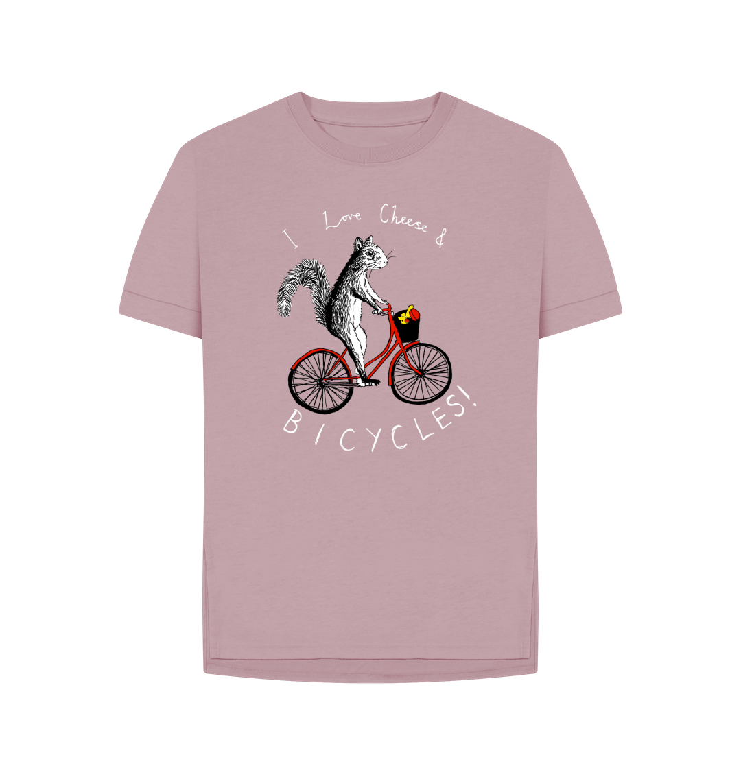 Mauve 'I love Cheese & Bicycles!' Women's T-shirt