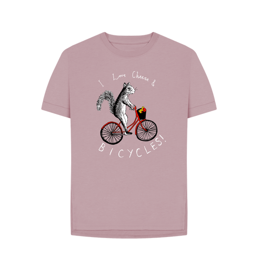 Mauve 'I love Cheese & Bicycles!' Women's T-shirt