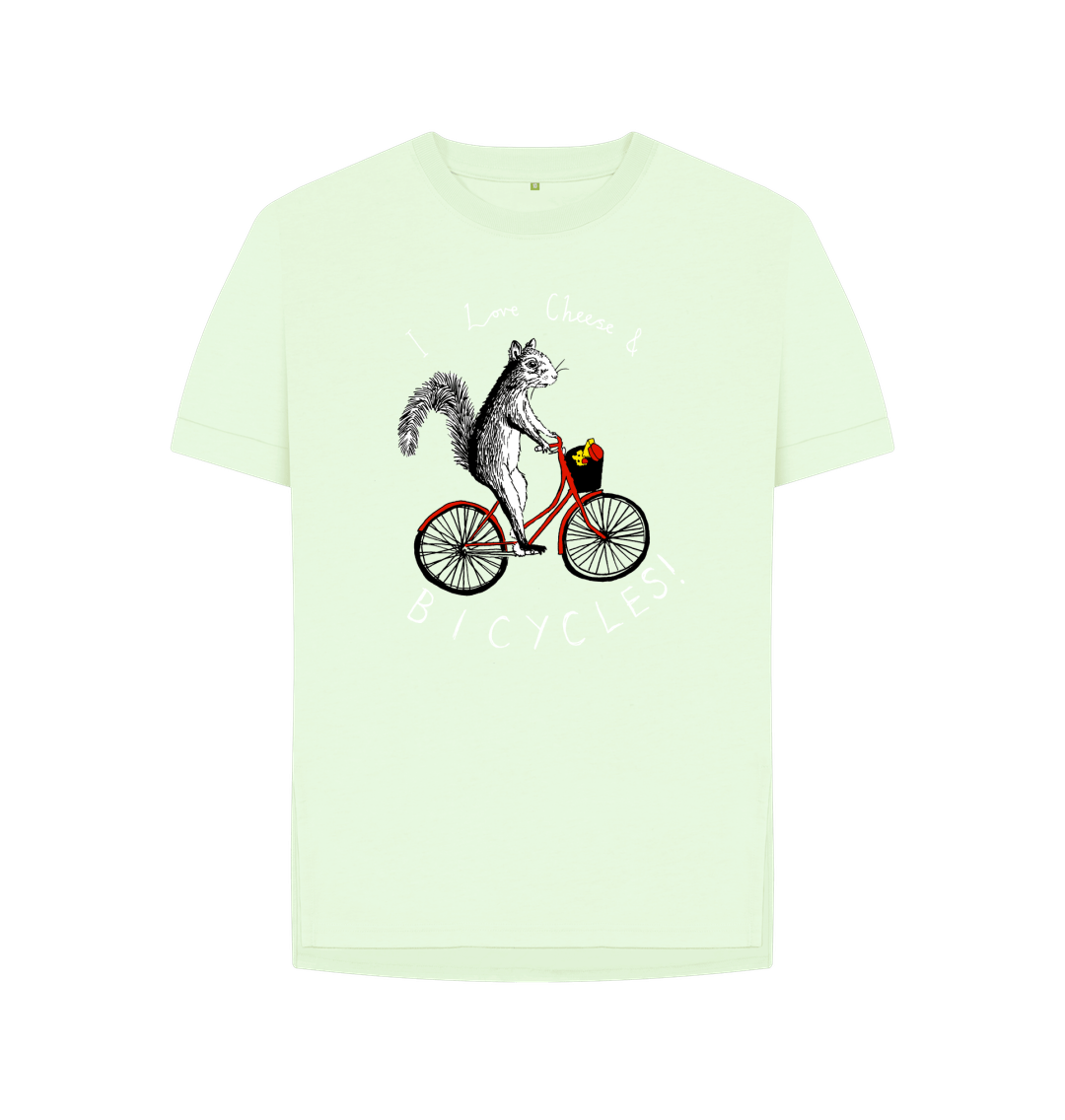 Pastel Green 'I love Cheese & Bicycles!' Women's T-shirt