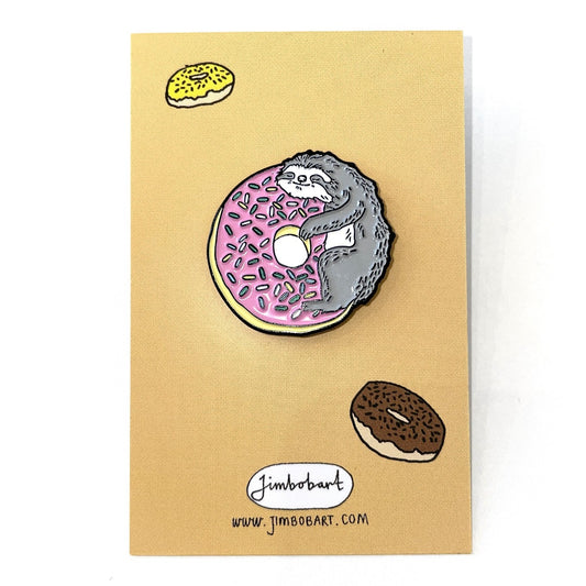 Doughnut sloth enamel pin