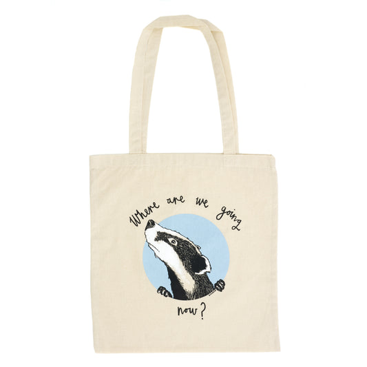 Where are we going now? Badger Tote Bag