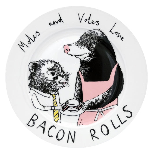 'Moles and Voles Love Bacon Rolls' Side Plate
